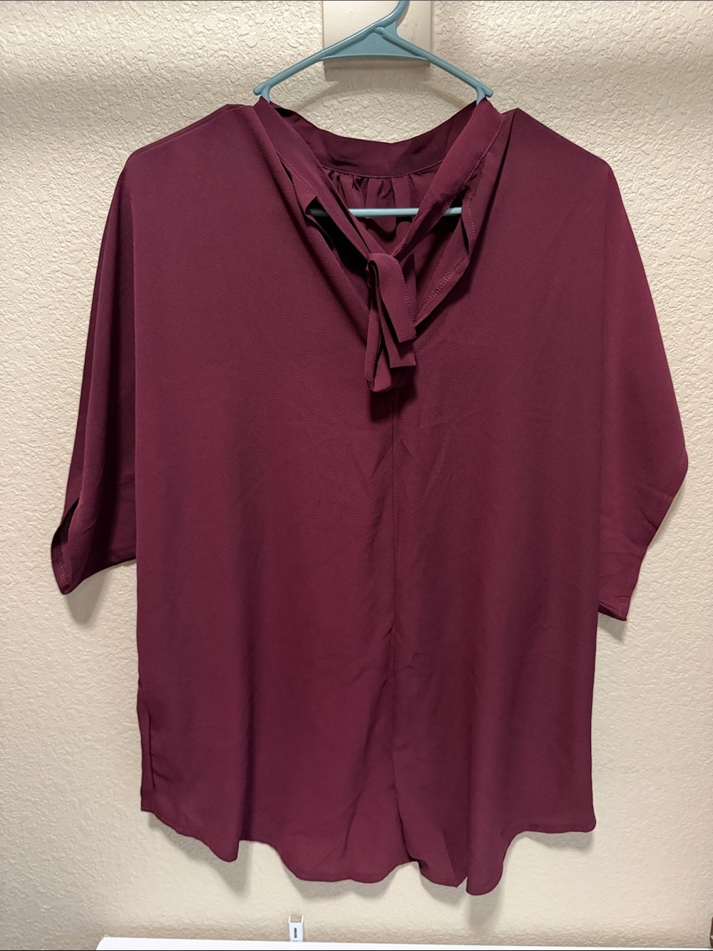 Women’s Tie-Neck Blouse in Burgundy